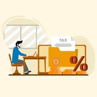 online belasting betaling concept. vullen uit belasting vormen. kalender shows belasting betaling datum. accounting en financieel beheer concepten. vector