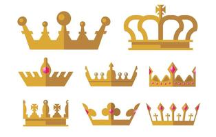 Gouden Kroon Pictogrammen vector