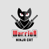 Ninja kat krijger mascotte logo. Ninja krijger vector illustratie. Ninja logo mascotte illustratie.