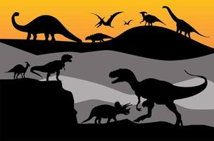 dinosaurus silhouet set vector