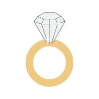 vector illustratie van een ring met een diamant in wit achtergrond in vlak stijl