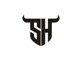 eerste sh stier logo ontwerp. vector