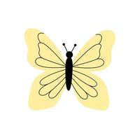 modern mooi vlinder in een hand getekend vlak stijl. vector illustratie geïsoleerd Aan een wit achtergrond. kleurrijk geel insect boterachtig