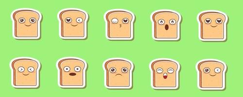 brood emoticon met verschillend uitdrukkingen vector