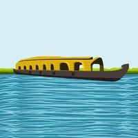 bewerkbare half schuin visie Indisch keralaans woonboot opstuwing Aan golvend meer vector illustratie voor artwork element van recreatie of vervoer van zuidwestelijk Indië verwant ontwerp