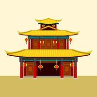 bewerkbare drie daken traditioneel Chinese gebouw vector illustratie voor artwork element van oosters geschiedenis en cultuur verwant ontwerp