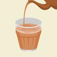 bewerkbare top kant visie gieten Indisch masala chai van waterkoker in mok vector illustratie voor artwork element van dranken met zuiden Aziatisch cultuur en traditie ontwerp