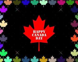 vakantie Canada dag Aan een zwart achtergrond met esdoorn- bladeren vector