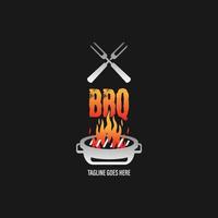 barbecue logo met bbq logotype en brand concept in combinatie met spatel vector