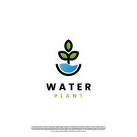 zee plant, oceaan fabriek logo, fabriek met water logo ontwerp modern concept vector