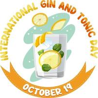 Internationale gin en tonic dag logo ontwerp vector