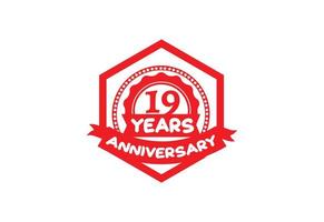 19 jaren verjaardag logo en sticker ontwerp sjabloon vector