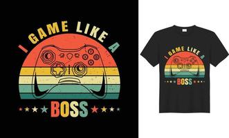 vector gebaseerd retro, wijnoogst en typografisch type gaming t-shirt ontwerp voor spel minnaar mensen.