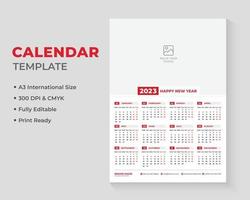 1 bladzijde muur kalender ontwerp, kalender ontwerp, muur kalender ontwerp, 2023 kalender ontwerp vector