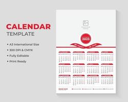1 bladzijde muur kalender ontwerp, kalender ontwerp, muur kalender ontwerp, 2023 kalender ontwerp vector