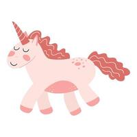 schattig eenhoorn in tekenfilm vlak stijl. vector illustratie van baby paard, pony dier in roze kleur voor kleding stof afdrukken, kleding, kinderen textiel ontwerp, kaart