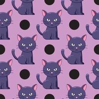 halloween concept. vector naadloos patroon van gedetailleerd spookachtig kat Aan roze achtergrond. geschikt voor ansichtkaarten, kleding stof, textiel, wikkels, achtergronden