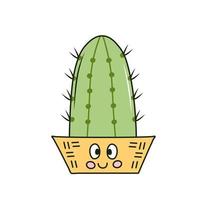 schattig cactus in pot in tekenfilm stijl vector