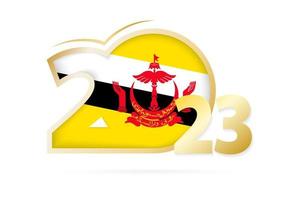 jaar 2023 met Brunei vlag patroon. vector