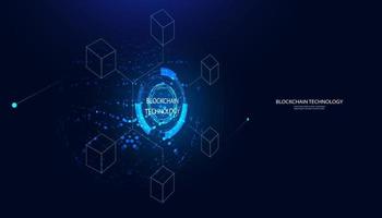 abstract blockchain plein digitaal blok aansluiten technologie bitcoin wordt digitaal valuta Aan de blauw achtergrond vector