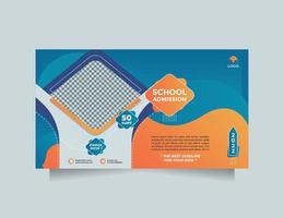 landschap sociaal media banier sjabloon voor creatief concept school- onderwijs erkenning. modern blauw oranje ontwerp vector met een beeld tijdelijke aanduiding. bewerkbare post sjabloon sociaal media banners Promotie