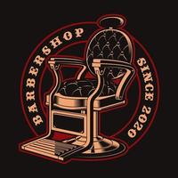 vintage kapper stoel badge voor t-shirt vector