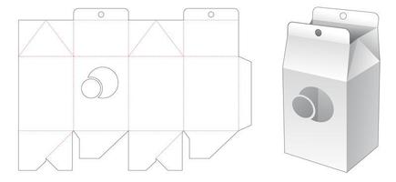 verpakkingskarton en cirkelvenster met ophanggat vector