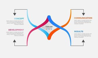 tijdlijn infographics ontwerp, bedrijf concept met vier opties, stappen of processen. modern tijdlijn infographic etiket ontwerp sjabloon vector