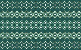 meetkundig etnisch patroon, vector borduurwerk zigzag achtergrond, pixel groen en wit patroon doorlopend