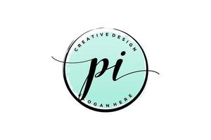 eerste pi handschrift logo met cirkel sjabloon vector handtekening, bruiloft, mode, bloemen en botanisch met creatief sjabloon.