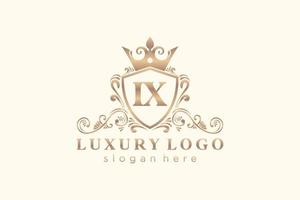 eerste ix brief Koninklijk luxe logo sjabloon in vector kunst voor restaurant, royalty, boetiek, cafe, hotel, heraldisch, sieraden, mode en andere vector illustratie.