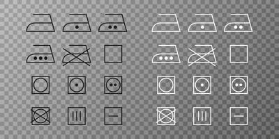wasverzorging pictogrammen. symbolen voor machine- en handwasadvies, stof katoenen doektype voor kledinglabels. vector