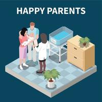 gelukkig ouders isometrische achtergrond vector