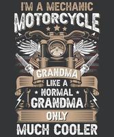 Op maat wijnoogst monteur grootmoeder motorfiets t-shirt ontwerp vector sjabloon