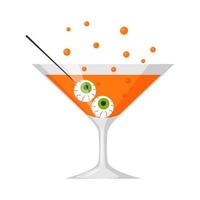 martini met oranje cocktail en oogbollen. eng cocktail in glas. mooi zo voor groet kaart, poster, banier, afdrukken en geschenk ontwerp. vector illustratie