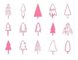 vector reeks van roze Kerstmis boom pictogrammen.