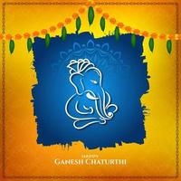 goud en blauw abstract ganesh chaturthi religieus ontwerp vector