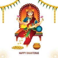 shubh dhanteras godin laxami viering kaart achtergrond vector