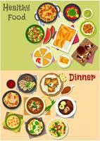 lunch en avondeten gerechten icoon reeks voor voedsel ontwerp vector