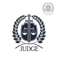 advocaat stevig, rechter en wet kantoor symbool vector