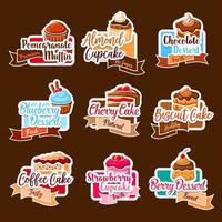 bakkerij winkel vector stickers voor toetje cakes
