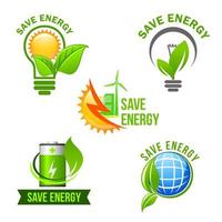 groen eco macht en energie besparing symbool reeks vector