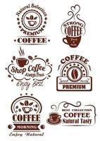 koffie kop bruin icoon voor cafe etiket ontwerp vector