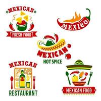 Mexicaans keuken restaurant vector pictogrammen reeks