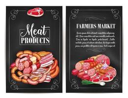 vector posters voor slagerij winkel vlees producten