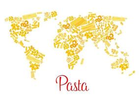 pasta of Italiaans macaroni vector wereld kaart