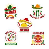 Mexicaans snel voedsel restaurant embleem reeks ontwerp vector