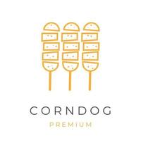 lijn kunst geel Corn dog Koreaans straat voedsel vector illustratie logo