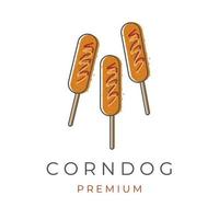 Corn dog lijn kunst vector illustratie logo