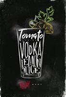 bloody mary cocktail krijt kleur poster vector